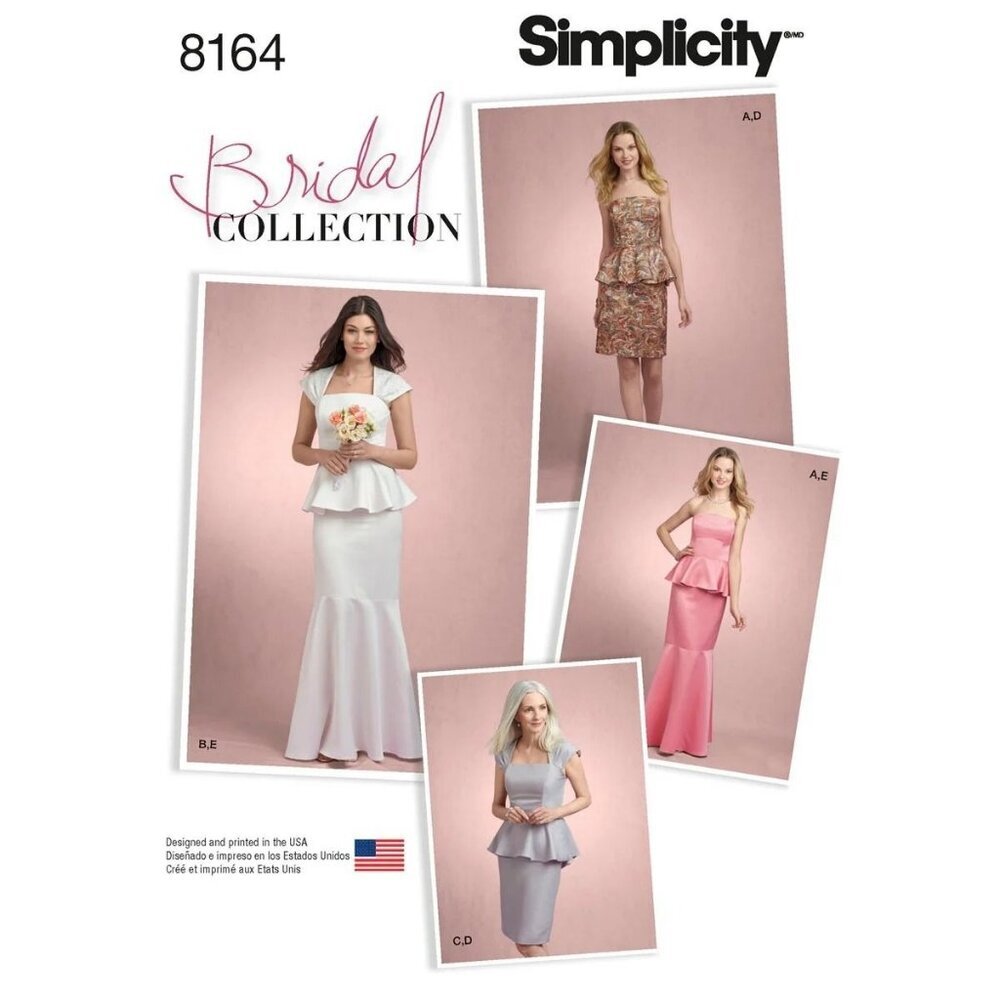 Simplicity Sewing Pattern 8164 Dress Skirt Long Short Peplum Top Misses Size 4-1